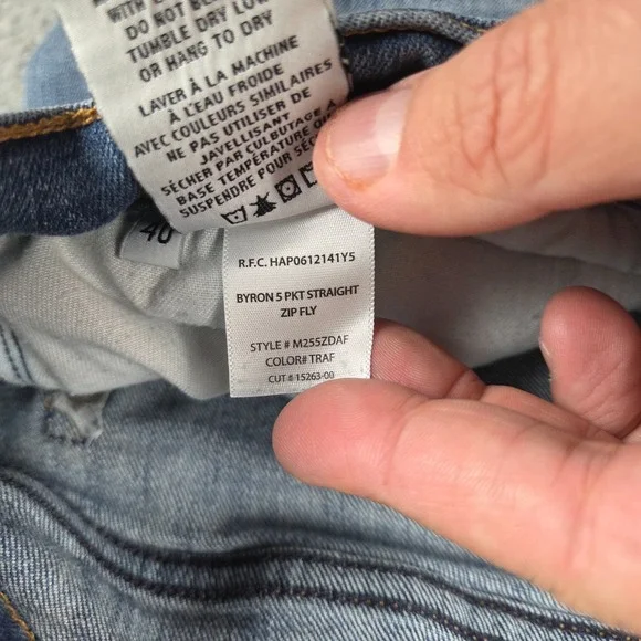 HUDSON Jeans Mens 40 (38x27) Blue Byron 5 Pocket Straight Zip Fly Distressed - Picture 9 of 12